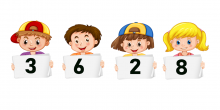 Dibujo de niños con tarjetas con números