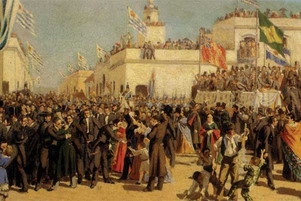 Ilustración de una escena de la Jura de la Constitución
