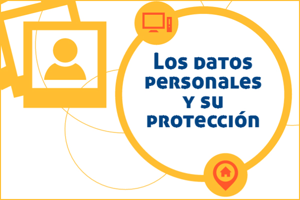 Ilustración de unas fotos y texto que dice los datos personales y su protección.