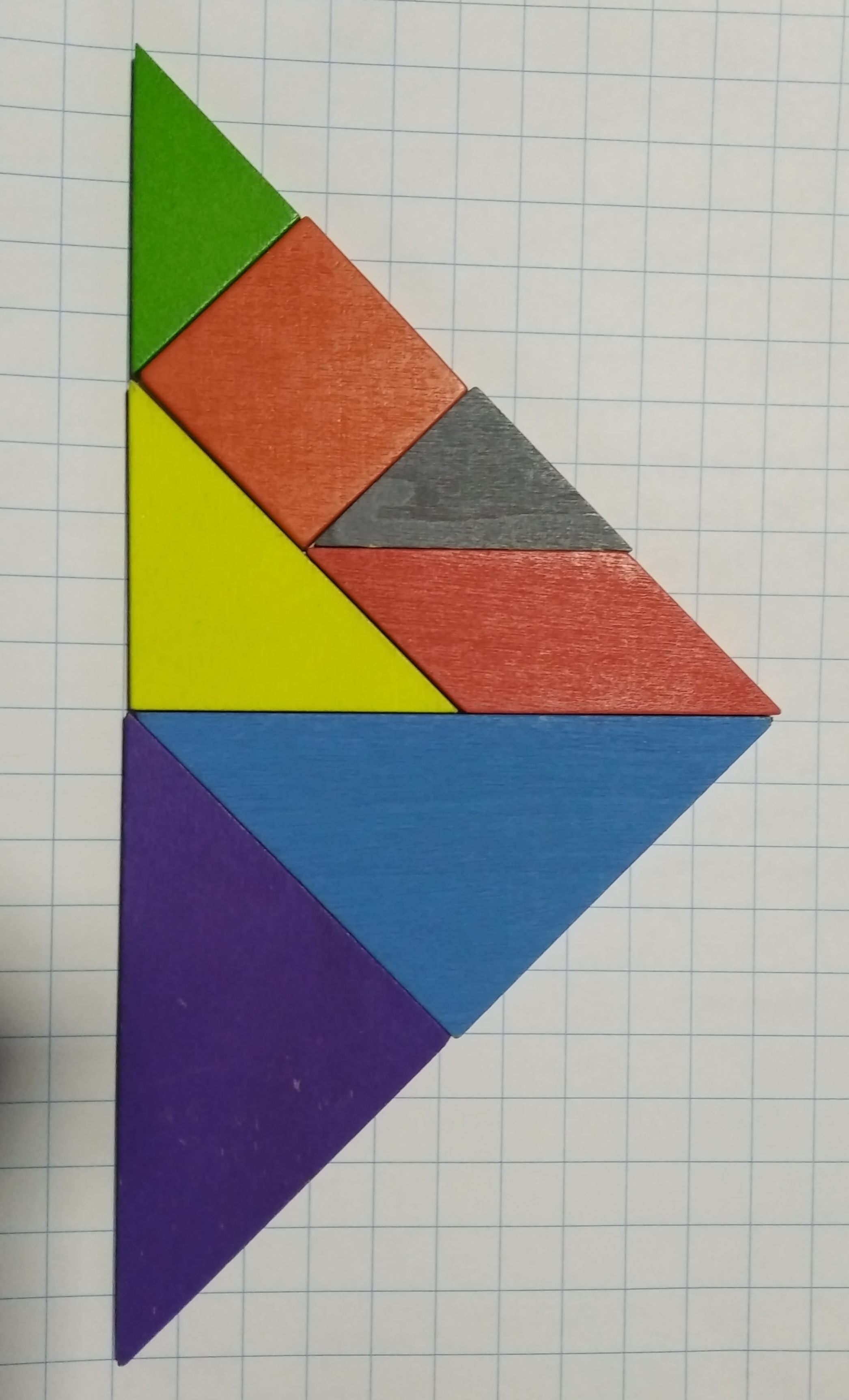 triángulo tangram con 7 piezas