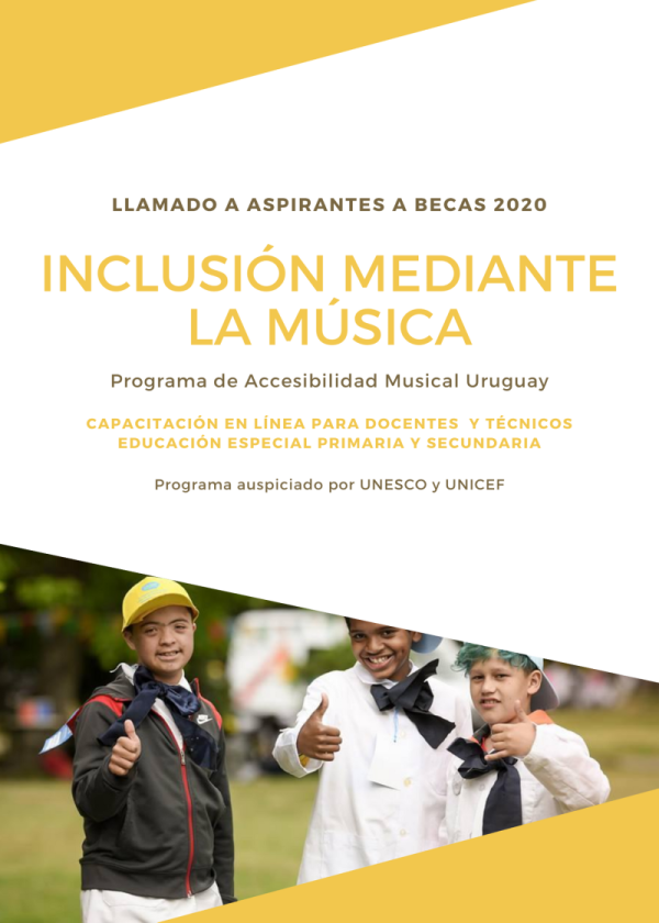 Flyer becas inclusión musical