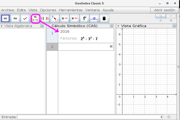 VIsta CAS de GeoGebra