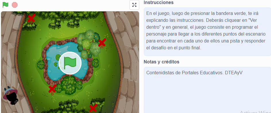 captura del desafío matemático a realizarse en Scratch