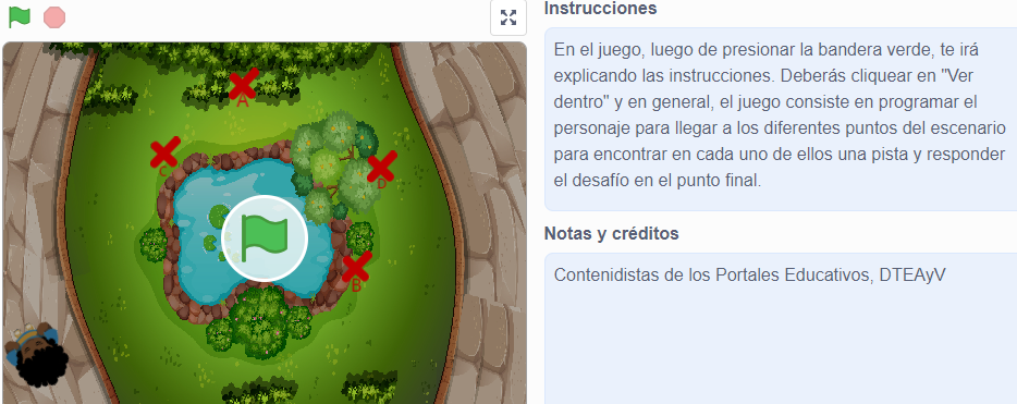 captura de pantalla del desafío de astronomía a realizarse en Scratch