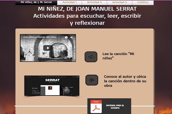 Página de inicio de la Web Wixi que contiene la propuesta didáctica.