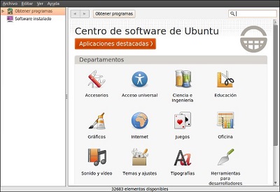 Captura de pantalla de Centro de Software Ubuntu