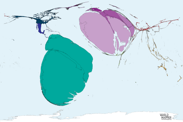 Cartograma: "Migración a Uruguay 1990-2017".