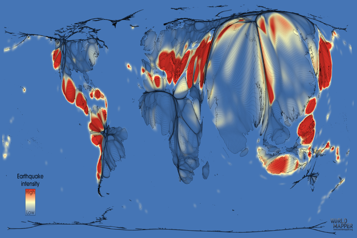 Cartograma: "Riesgo de terremotos"
