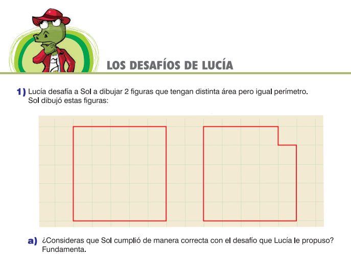 Actividad de perímetro y área del cuaderno para hacer matemática de quinto