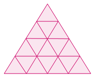 Triángulo equilátero teselado en otros dieciséis del mismo tipo