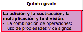 Contenido de 5° grado en operaciones