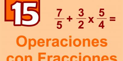 Texto: Operaciones con fracciones, aparecen fracciones y operadores. Número 15