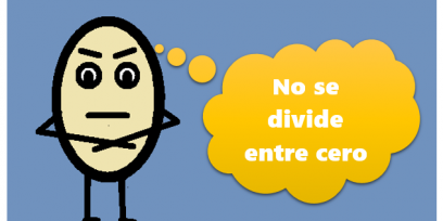 dibujo de un cero enojado y el texto "No se divide entre cero"