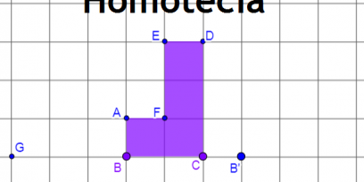 Figura geométrica sobre cuadriculado con título Homotecia