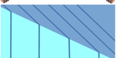 Se ve una cuerda unida a otra diferente siendo tensada y por la cual viaja un pulso. Debajo se ve la representación de la refracción de las ondas en la superficie del agua con diferente profundidad.