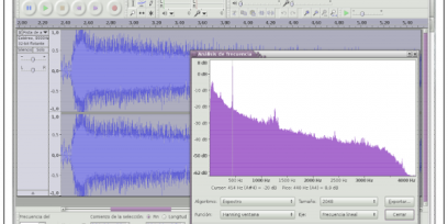 Captura de pantalla del programa "Audacity"