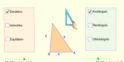 Triángulo escaleno acutángulo en aplicación GeoGebra.