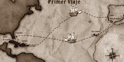 Mapa del primer viaje que realizó la expedición dirigida por Cristobal Colón