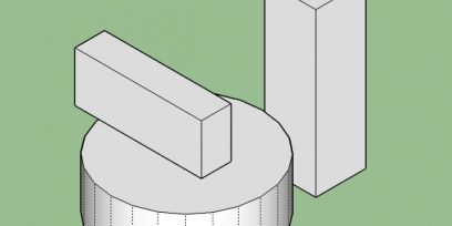 prismas y cilindro en croquis perspectivo