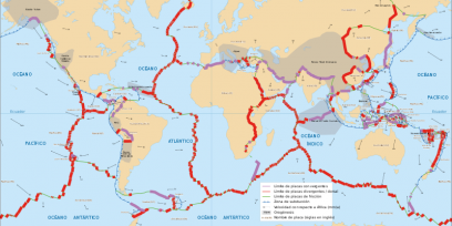 Límites de placas tectónicas. Autor: Daroca90 Fuente: Wikipedia. 
