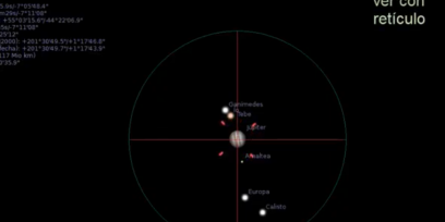 Júpiter y sus cuatro satélites galileanos vistos con el simulador de telescopio