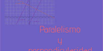 Contiene una leyenda: " Paralelismo y perpendicularidad" y una imagen de Geogebra con rectas paralelas y perpendiculares