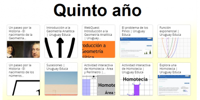 La imagen contiene imágenes de los recursos y el texto Recursos de Matemática Quinto año