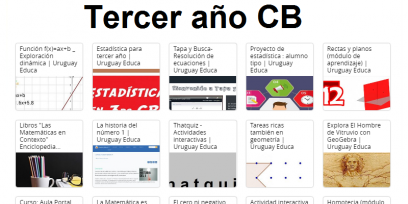 La imagen contiene imágenes de los recursos y el texto Recursos de Matemática Tercer año CB