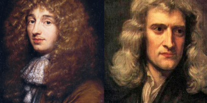 Pinturas de Huygens y Newton.