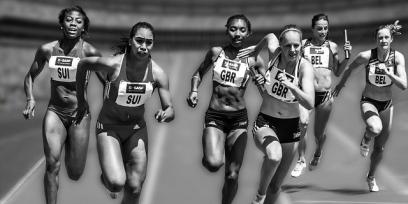 Carrera de relevos de 4x400 damas.