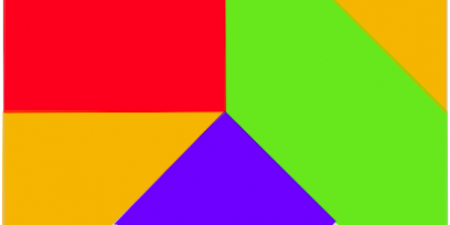 Tangram cuadrado creado con triángulos, cuadrados y paralelogramo tipo