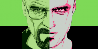 Ilustración rostro de Walter White y Jesse Pinkman