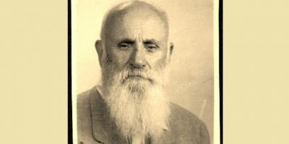 Fotografía en primer plano, sepia de José Belloni con su típica barba larga.