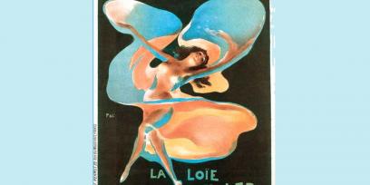 Imagen del afiche realizado por Jules Cheret, dónde aparece Loie Fuller bailando con telas iluminadas con focos de colores.