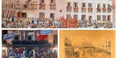 collage con imágenes que representan la Jura de la Constitución de 1830