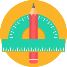 Icono que tiene una lápiz y un semicirculo