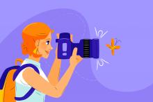 Imagen vectorial de mujer tomando fotografía