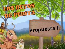 Perita en el bosque presentando "Los retos de Perita"