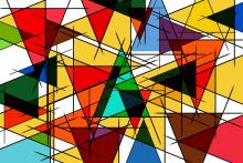 Triángulos coloridos sobre fondo blanco