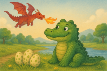 Ilustración. Protagonista del cuento, una cocodrilo.