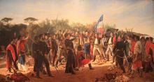 Imagen de la obra pictórica de Juan Manuel Blanes llamada Juramento de los Treinta y Tres Orientales