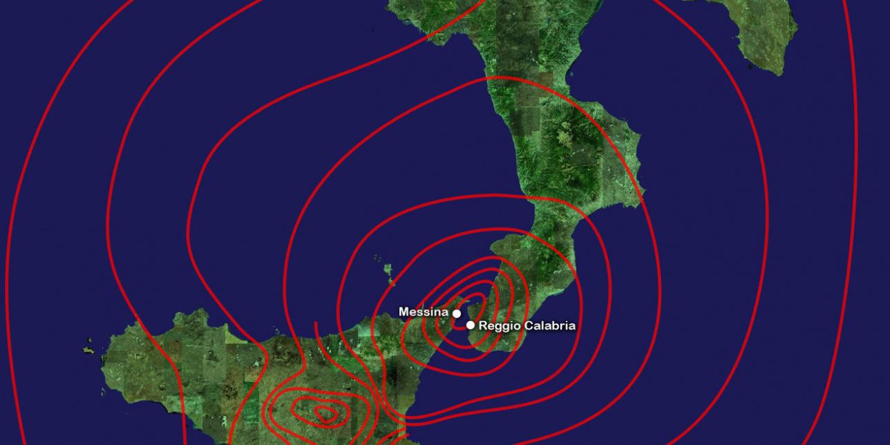 Diagrama del terremoto de Messina de 1908.