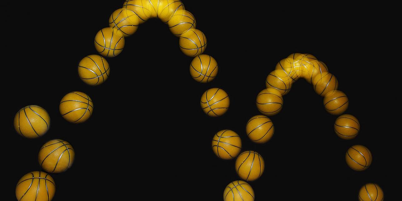 Diagrama de una pelota rebotando.