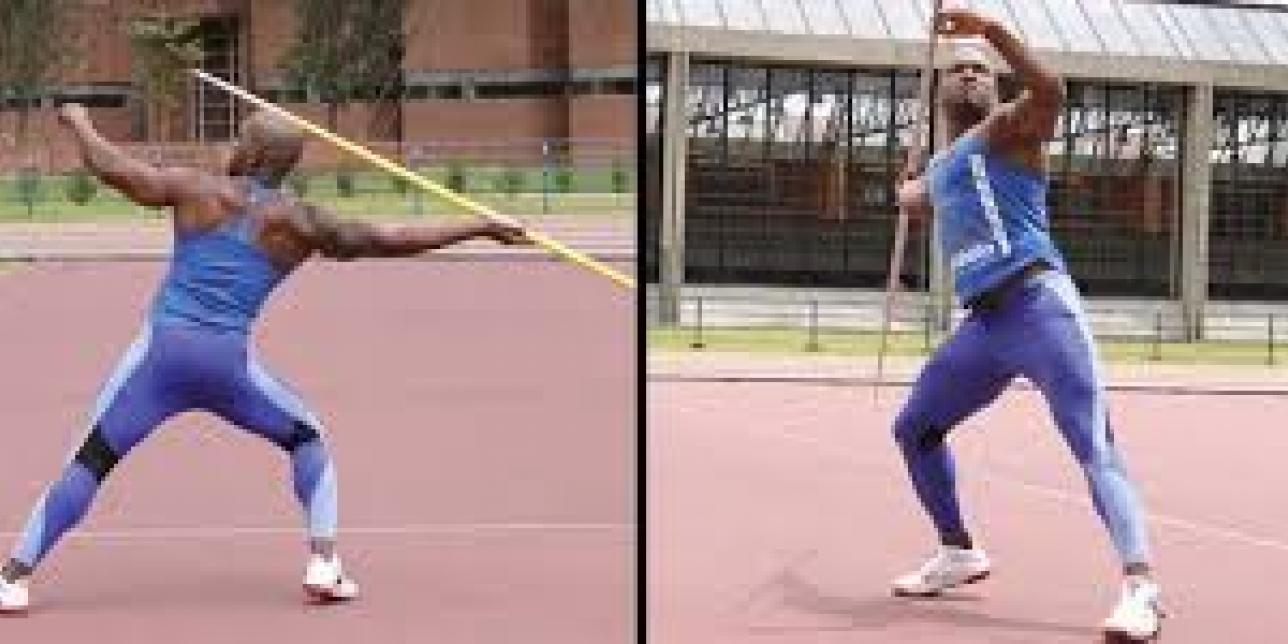 Atleta realizando un lanzamiento de jabalina.