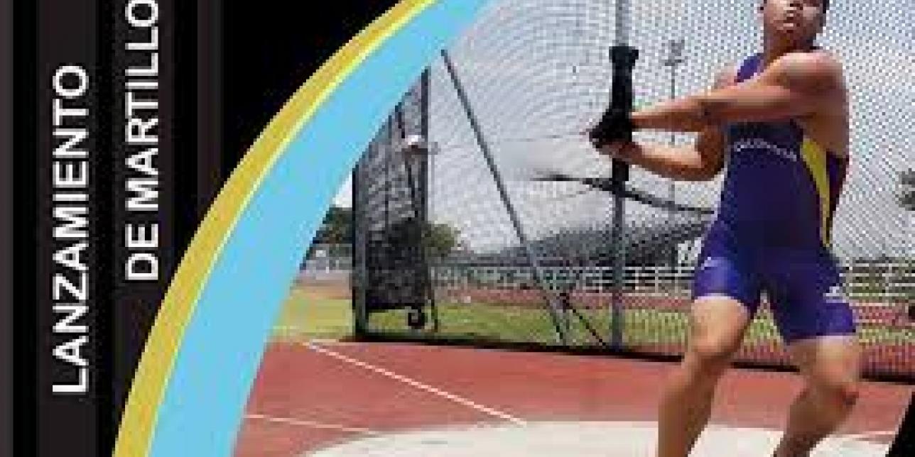 Atleta realizando un lanzamiento de martillo.