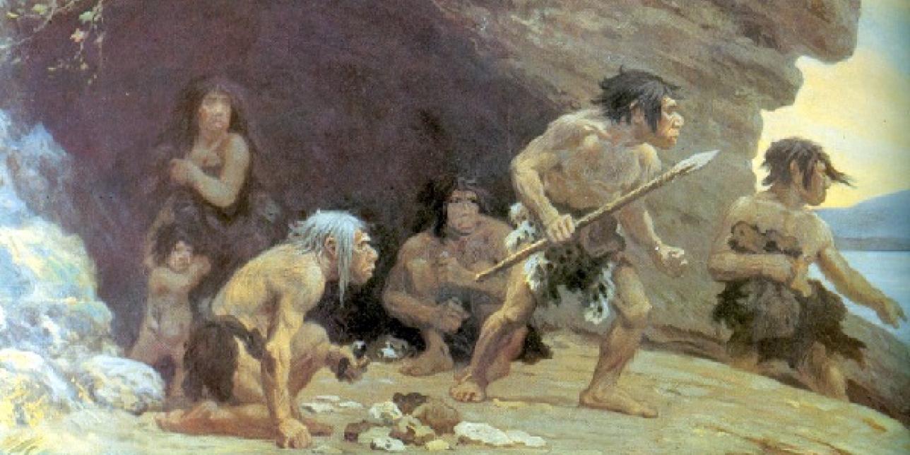 Pintura de unos neandertales
