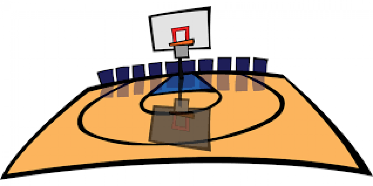 Dibujo de cancha de básquetbol.