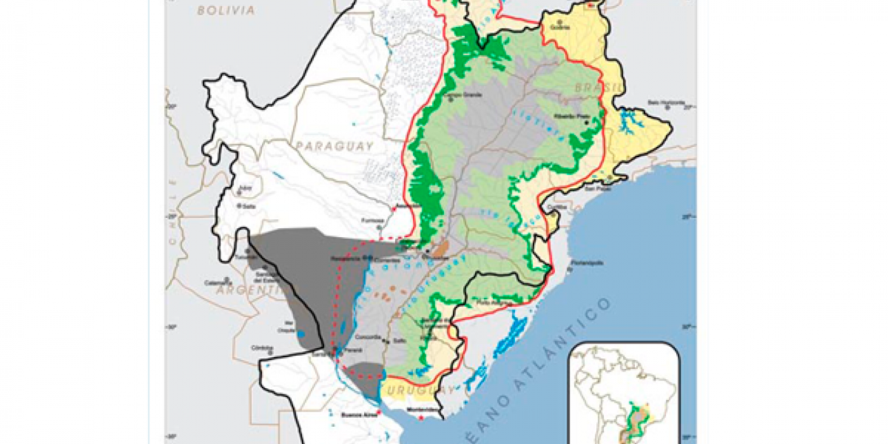 mapa del Acuífero Guaraní