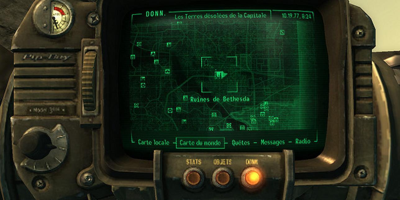 Imagen del pipboy utilizado por el personaje principal en el videojuego Fallout