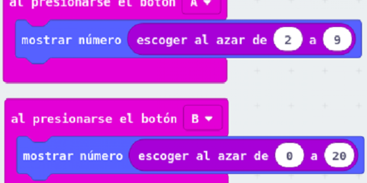 Programación de los botonoes A y B de la plaqueta Microbit para jugar a las tablas de multiplicar